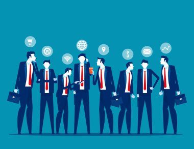 Bir grup iş arkadaşı. Konsept iş takım çalışması vektör çizimi, birlikte, düz çizgi film karakter biçimi.