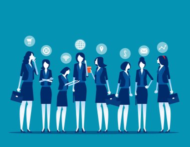 Bir grup iş arkadaşı. Konsept iş takım çalışması vektör çizimi, birlikte, düz çizgi film karakter biçimi.