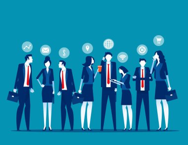 Bir grup iş arkadaşı. Konsept iş takım çalışması vektör çizimi, birlikte, düz çizgi film karakter biçimi.