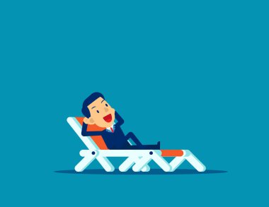 Office man relaxing. Concept business holiday vector illustration, Kid business, Blue colour collection, Flat cartoon style design, Isolate clipart
