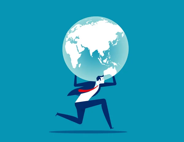 Holding Globe Concept People Earth Vector Illustration Flat Cartoon Style — 스톡 벡터