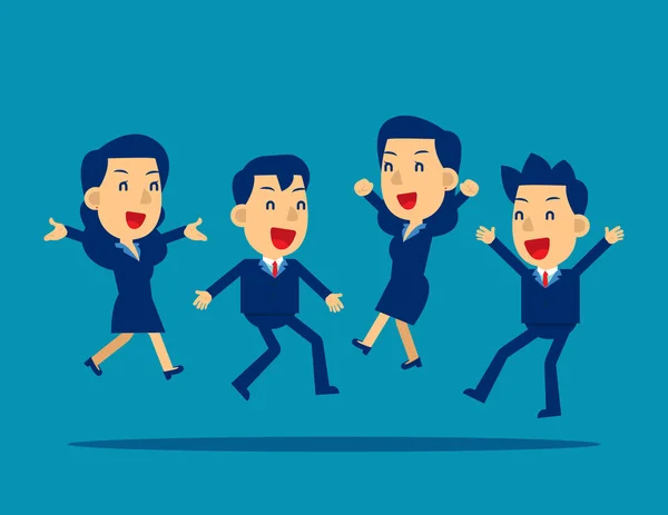 Mutlu Ofis Çalışanları Zıplıyor Konsept Adamları Vektör Illüstrasyonu Neşeli Günü — Stok Vektör