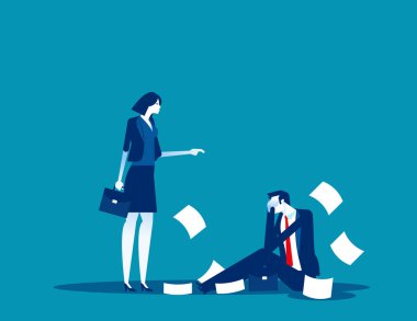 Müdür çalışanı çiğnemiş. Konsept ofis çalışanları vektör illüstrasyon, ifade