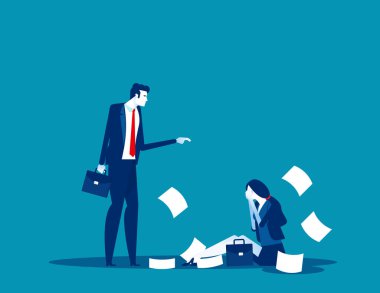 Müdür çalışanı çiğnemiş. Konsept ofis çalışanları vektör illüstrasyon, ifade