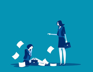 Müdür çalışanı çiğnemiş. Konsept ofis çalışanları vektör illüstrasyon, ifade
