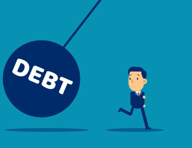 Borç bombası taşıyan bir iş adamı. Risk konsepti, şirin iş karikatürü vektör tasarımı