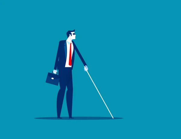 Blind Man Cane Walking Concept Business Character Vector Illustration — ストックベクタ