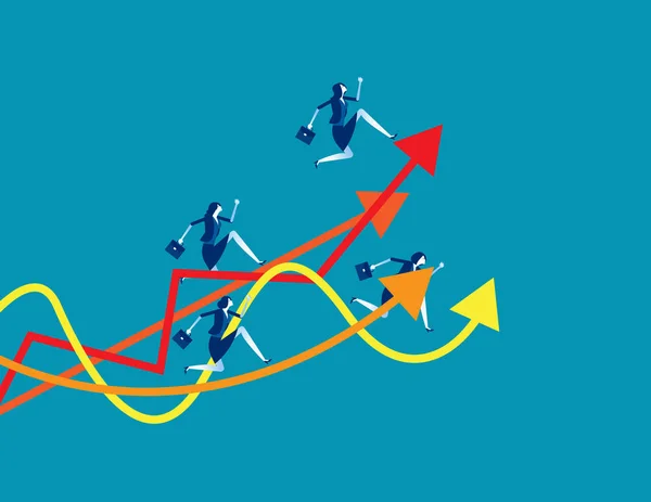 Business Team Running Graph Concept Business Successful Vector Illustration Growth — 图库矢量图片