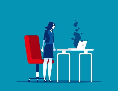 Office laptop crashes. Concept business technology vector illustration, Damaged