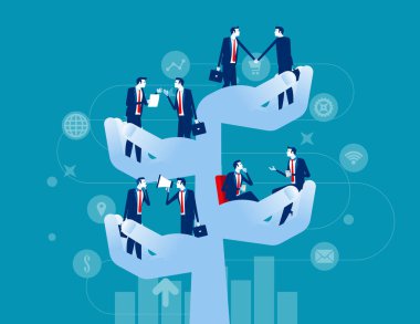 Investor team step to successful. Concept business teamwork vector illustration, Brainstorming