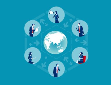 Business people communicate team. Concept business global network vector illustration