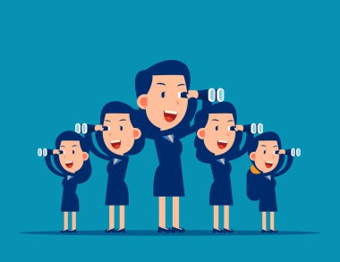 Team searching for success. Business vision concept. Flat busine