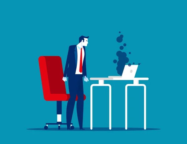 Office Laptop Crashes Concept Business Technology Vector Illustration Damaged — Stock vektor