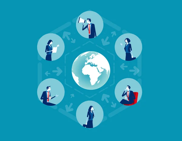 Business People Communicate Team Concept Business Global Network Vector Illustration — ストックベクタ