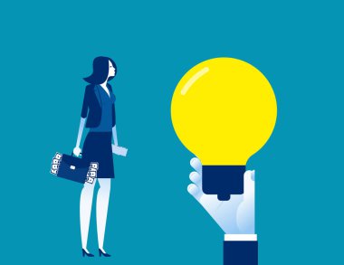 Fikir olarak iş kadını. İş finansmanı vektörü illüstrayı kavramı
