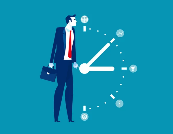 Business man and time management. Concept business system vector — 스톡 벡터