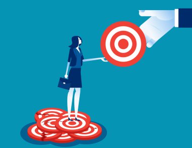 Business woman chooses a perfect goal. Concept business goal vec