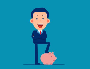 Domuz kumbarasıyla poz ver. Güvenli para depolama kavramı