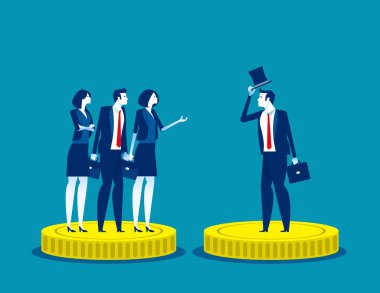 Zengin ve fakir adaletsizliği. İşletme alt bölümü insanları vektör illüstrasyonu, uyanıklık, finans