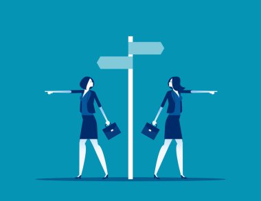 Farklı bir seçim. İş yönü vektör çizimi, karar, iş karikatürü tasarımı kavramını kabul et