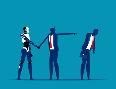 Yapay zeka insanın yerini alır. Yeni robot çalışıyor. Müdür çalışanı kovuyor..