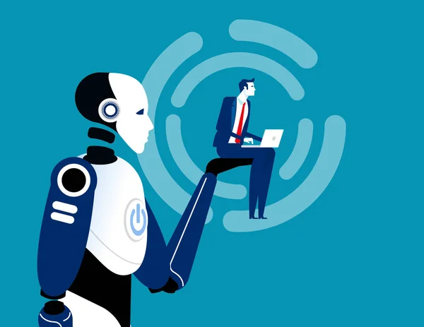 Yapay zeka desteği. Robot teknolojisi illüstrasyon, Servis, Ai