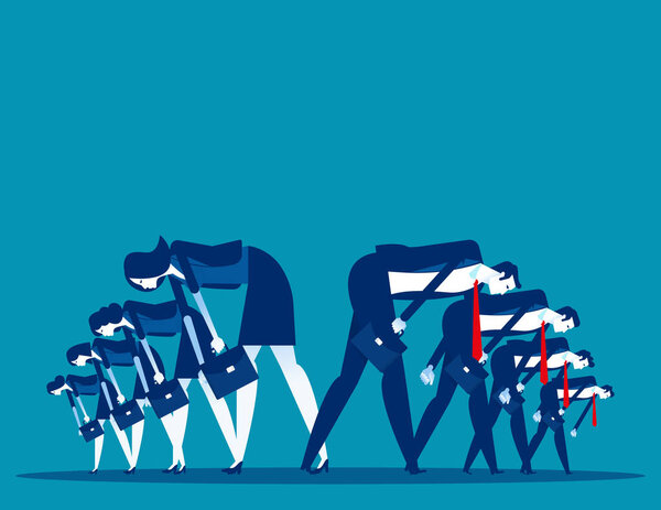 People bowed down and walked discouragedly. Concept business despair vector illustration, Flat cartoon style design
