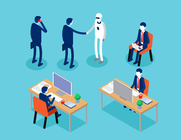 Office business man. Isometric projection concept