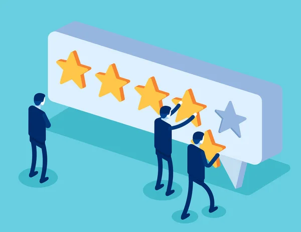 Ügyfelek Elégedettségi Értékelést Választják Pozitív Értékelést Hagynak Karakter Csillagos Visszajelzés — Stock Vector