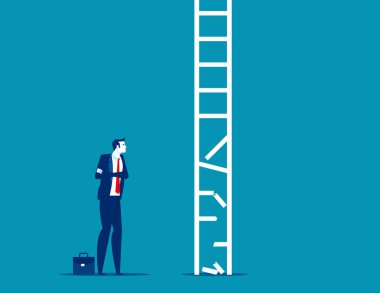 Business person look at broken ladder. Obstacle Business concept clipart