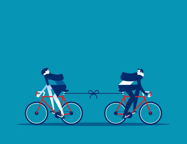 Deux Vélos Vont Dans Direction Opposée Concept Planification Stratégie — Image vectorielle