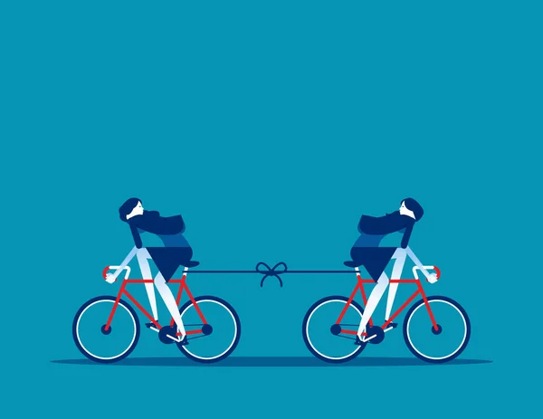 Dos Bicicletas Mueven Dirección Opuesta Concepto Planificación Estrategia — Vector de stock