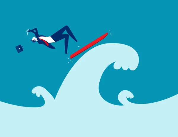 Tomber Une Planche Surf Business Falling Concept — Image vectorielle
