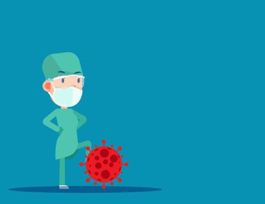 Doktor, Coronavirus sembolünü durdurun. Virüsü covid-19 'u bastır