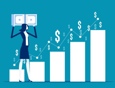 İşadamı banknotları grafik geçmişiyle birlikte tutuyor. Yatırım