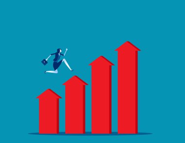 Ekonomik başarıya tırmanıyorum. Geliştirme ve Büyüme, Düz çizgi film vektör çizimi