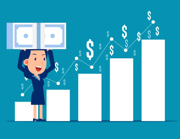 Empresário Guarda Nota Com Fundo Gráfico Investimentos —  Vetores de Stock