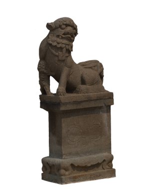 Bir aslan kapı koruyucu taş heykel