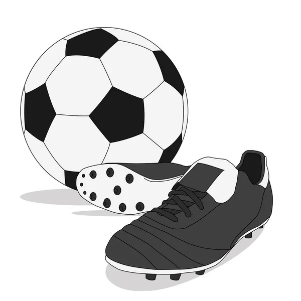 Siyah ve beyaz futbol topu stud ayakkabı ile
