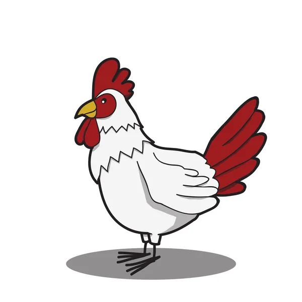 Vektor Kartun Lucu Ayam Pada Latar Belakang Putih - Stok Vektor