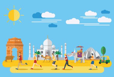 Düz tasarım, illüstrasyon insan Hindistan'da çalışan