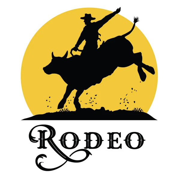 Silhouet van een cowboy bull riding, vector — Stockvector