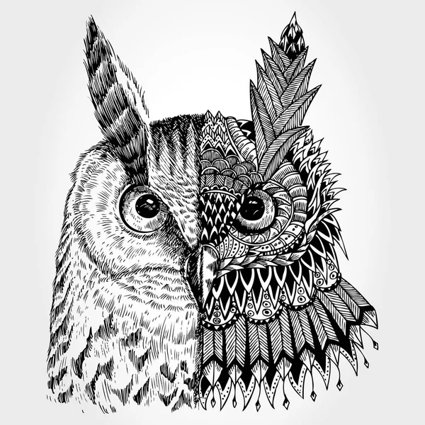 抽象的猫头鹰插画矢量 — 图库矢量图片