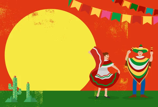 Diseño plano, póster de fiesta mexicano — Vector de stock