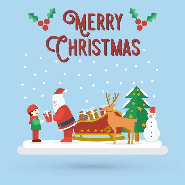 크리스마스 크리스탈 공입니다. 산타 클로스와 순 록, 귀여운 문자 벡터 — 스톡 벡터