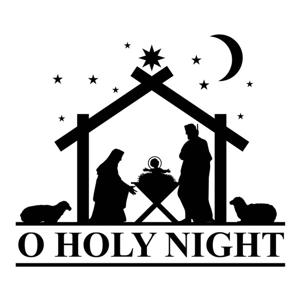 Silhouette nascita di Gesù — Vettoriale Stock