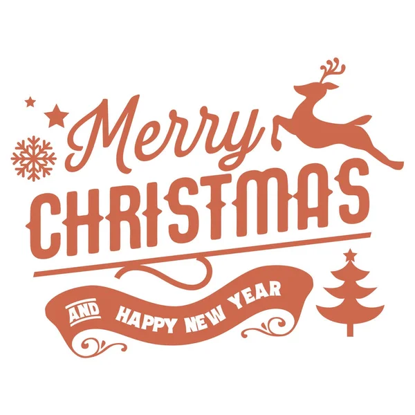 Mutlu Noeller ve mutlu yeni yıl Ren geyiği ve süsler, vektör tasarımı yazı — Stok Vektör