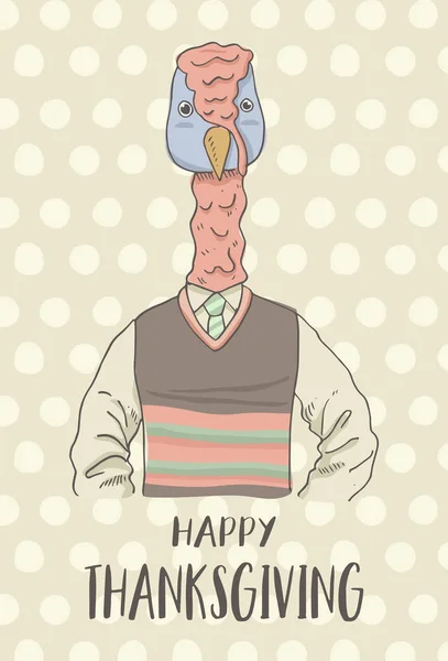 Felice Ringraziamento, Carino Turchia Cartone Animato, Moda animale Illustrazione — Vettoriale Stock