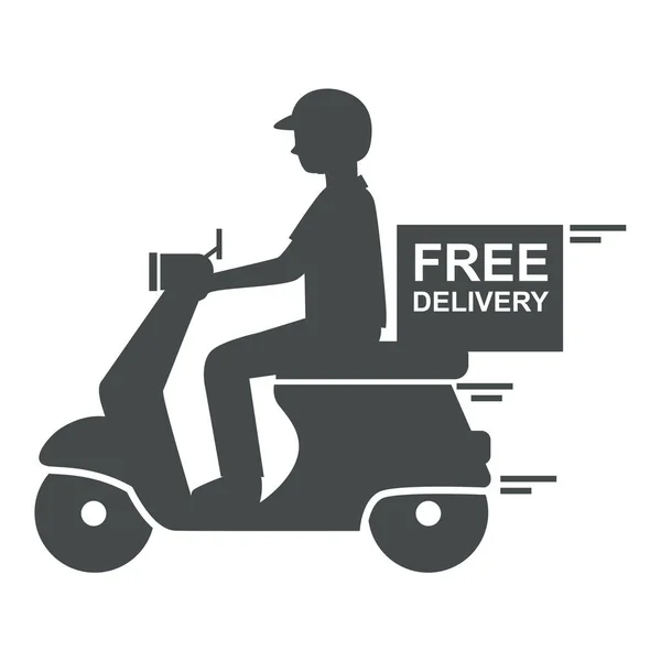 Силуэт Delivery Man Riding Motor Bike — стоковый вектор