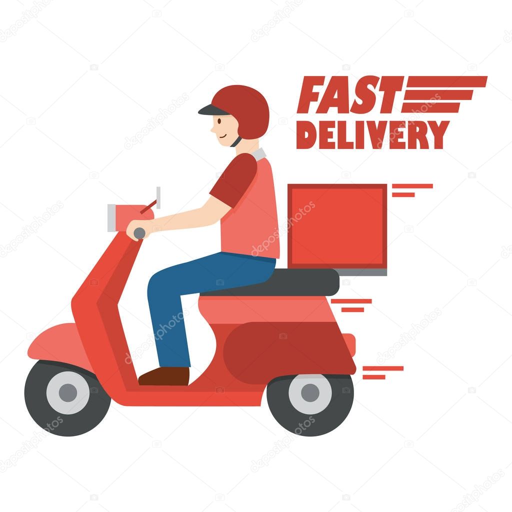 Delivery Man Riding Motor Bike